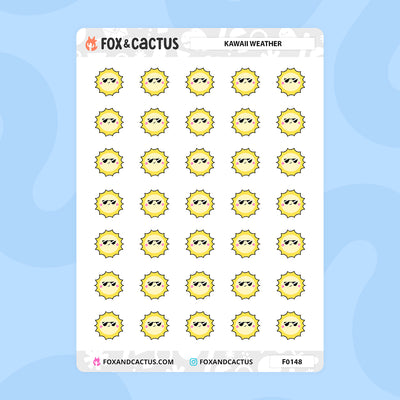 Kawaii Weather Stickers by Fox and Cactus