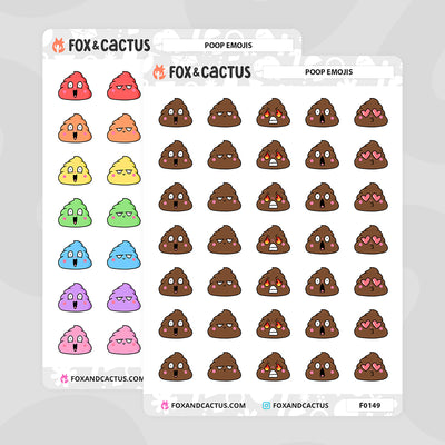 Poop Emoji Stickers by Fox and Cactus