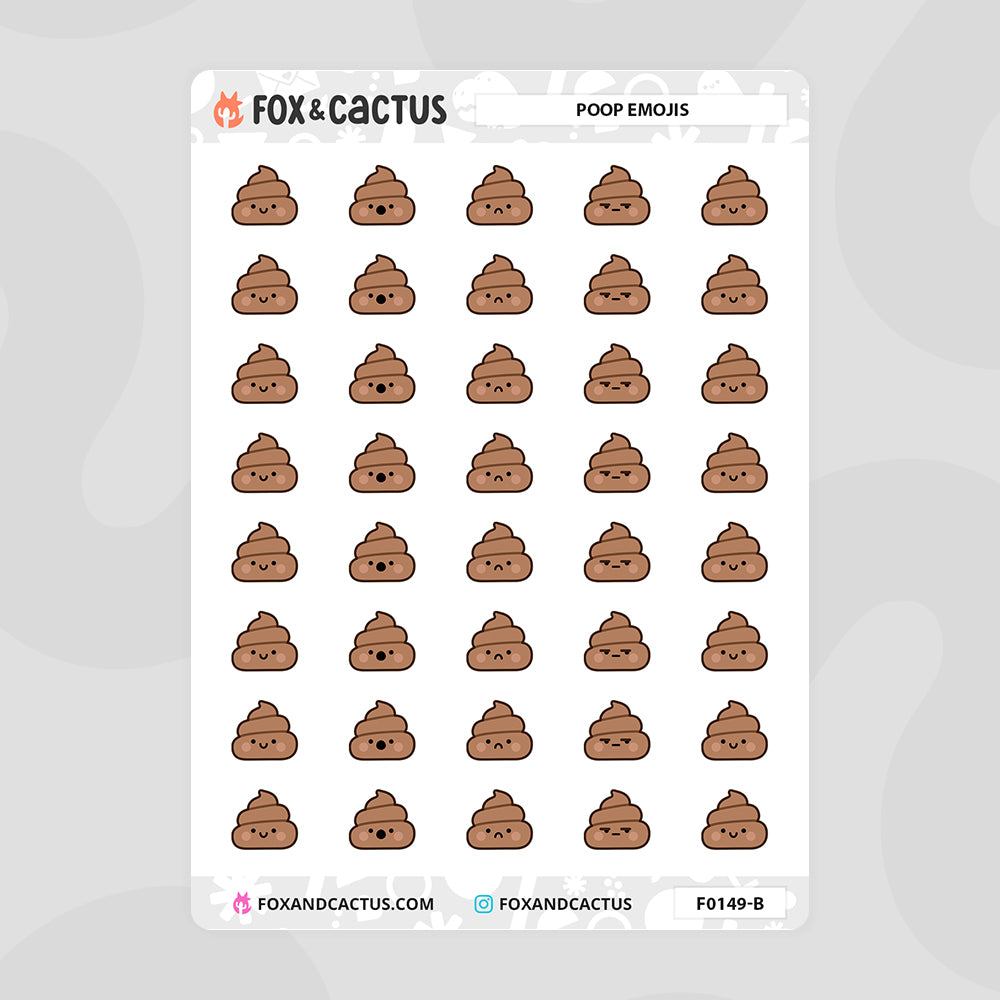 Poop Emoji Stickers by Fox and Cactus