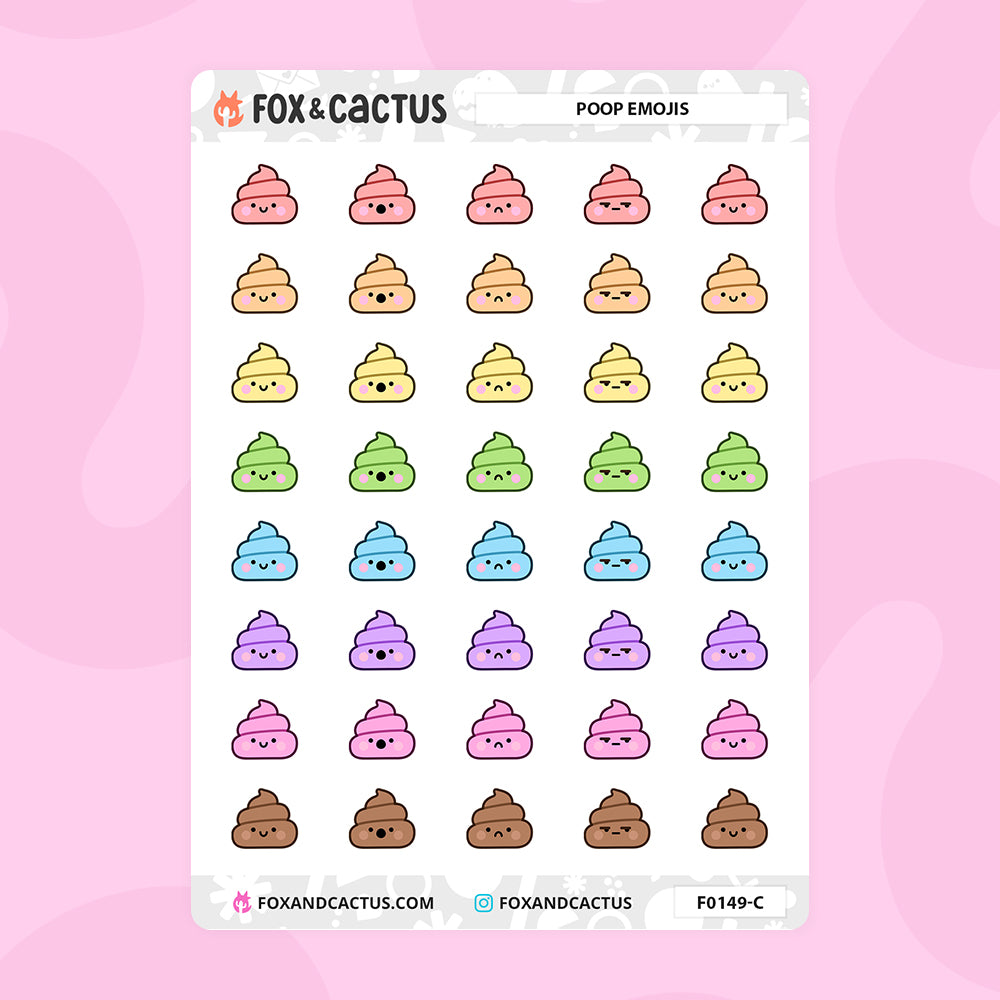 Poop Emoji Stickers by Fox and Cactus