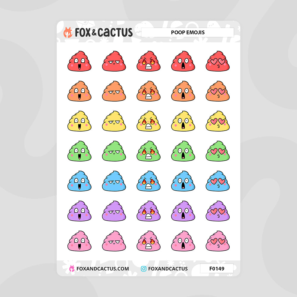 Poop Emoji Stickers by Fox and Cactus