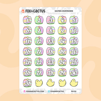 Easter Countdown Stickers by Fox and Cactus