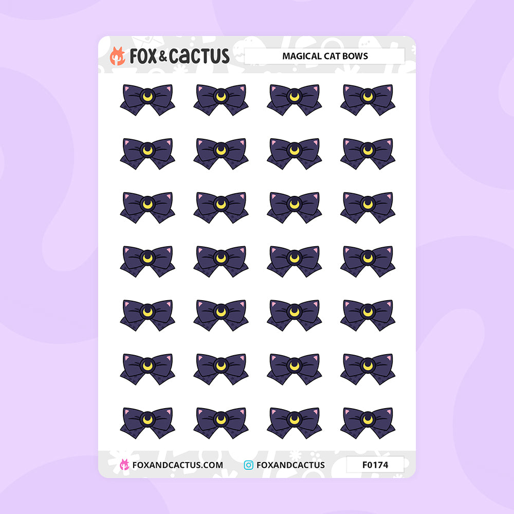 Magical Cat Bow Stickers by Fox and Cactus