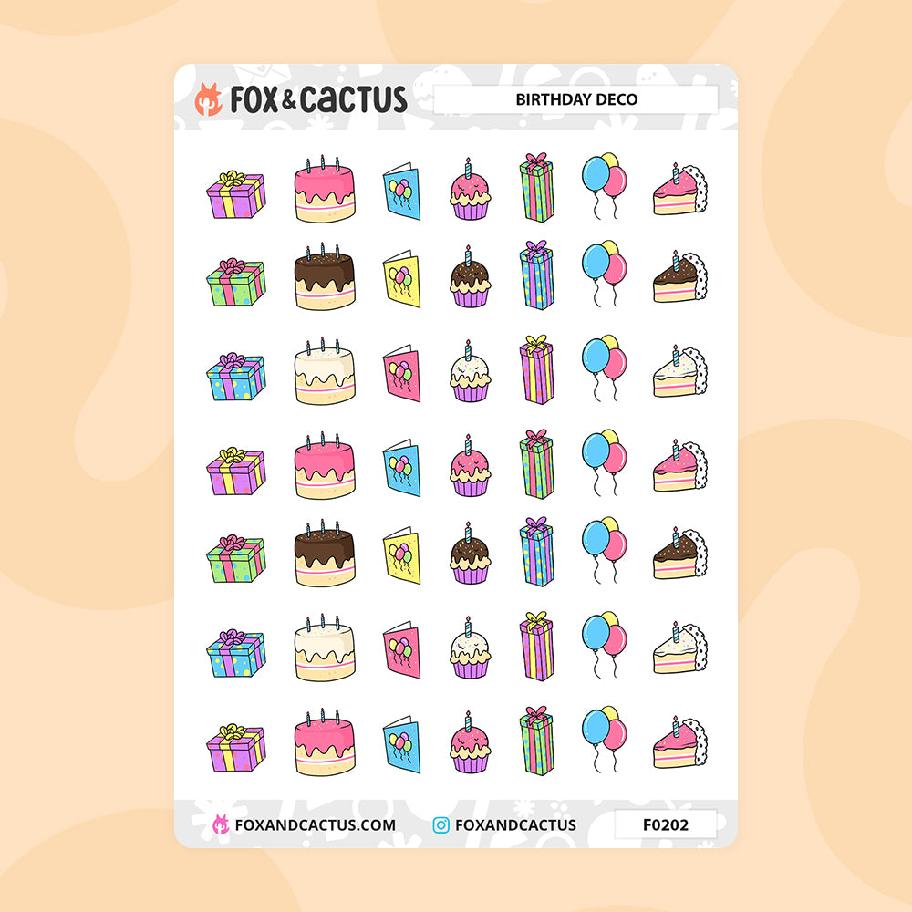 Birthday Deco Stickers by Fox and Cactus