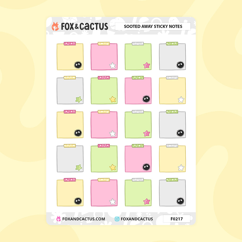 Sooted Away Sticky Note Stickers – Fox and Cactus