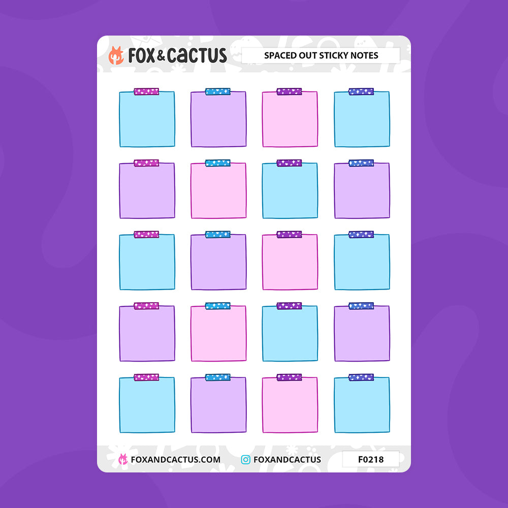 Spaced Out Sticky Note Stickers – Fox and Cactus
