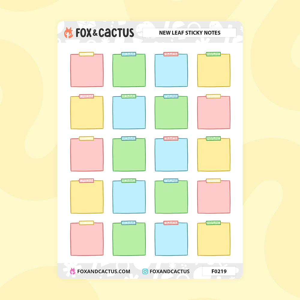 New Leaf Sticky Note Stickers by Fox and Cactus