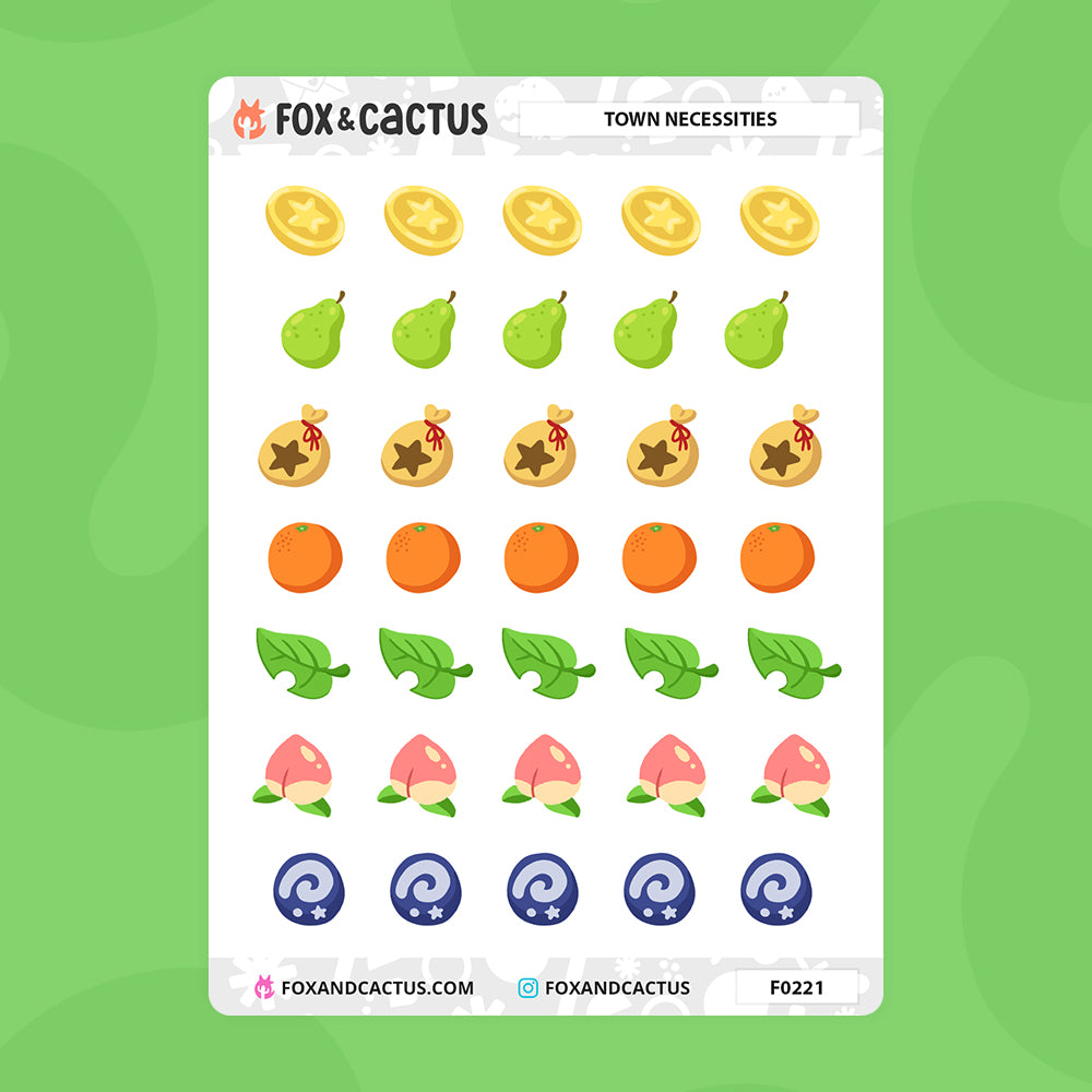 Town Necessities Stickers – Fox and Cactus