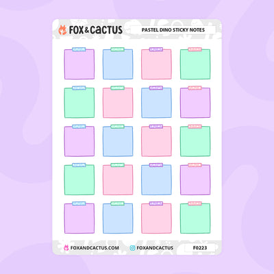 Pastel Dino Sticky Note Stickers by Fox and Cactus