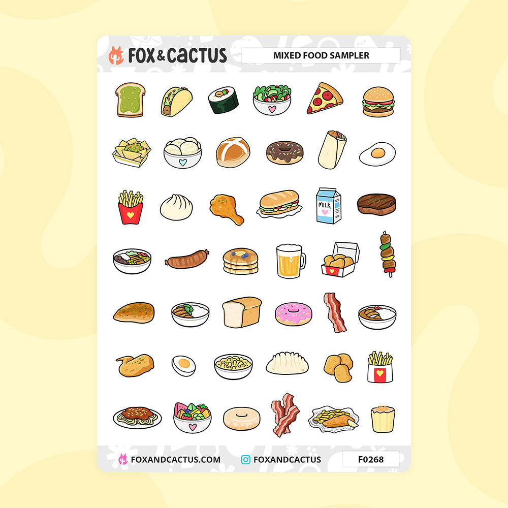 Mixed Food Stickers by Fox and Cactus