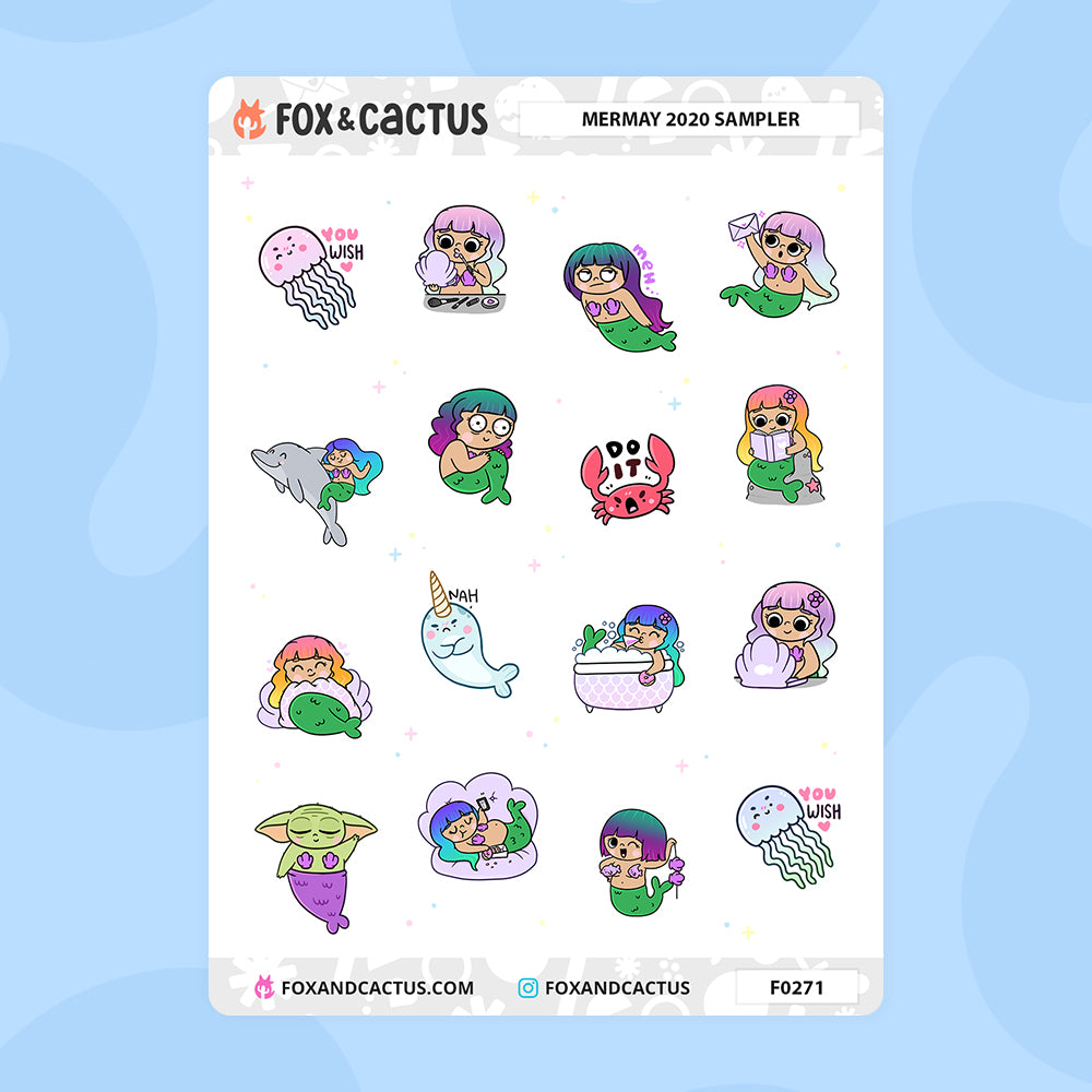 #MERMAY Collection Sampler Sticker Sheet by Fox and Cactus