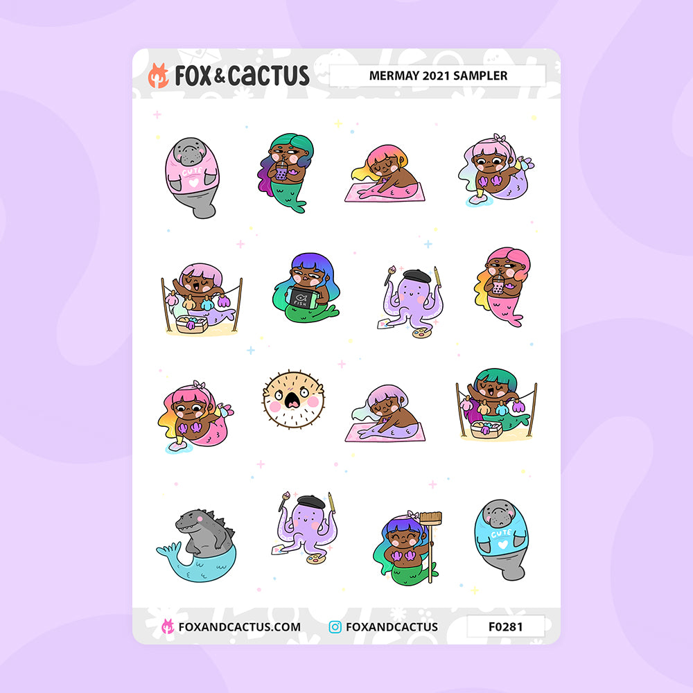 #MERMAY 2021 Collection Sampler Sticker Sheet by Fox and Cactus