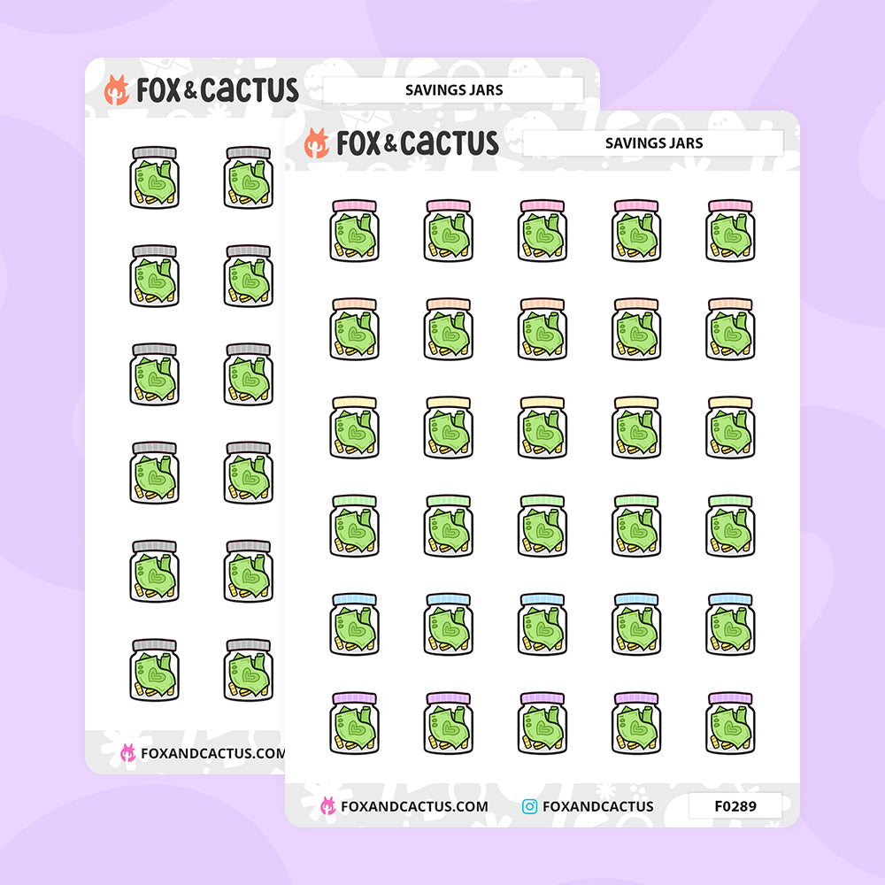 Savings Jar Stickers by Fox and Cactus