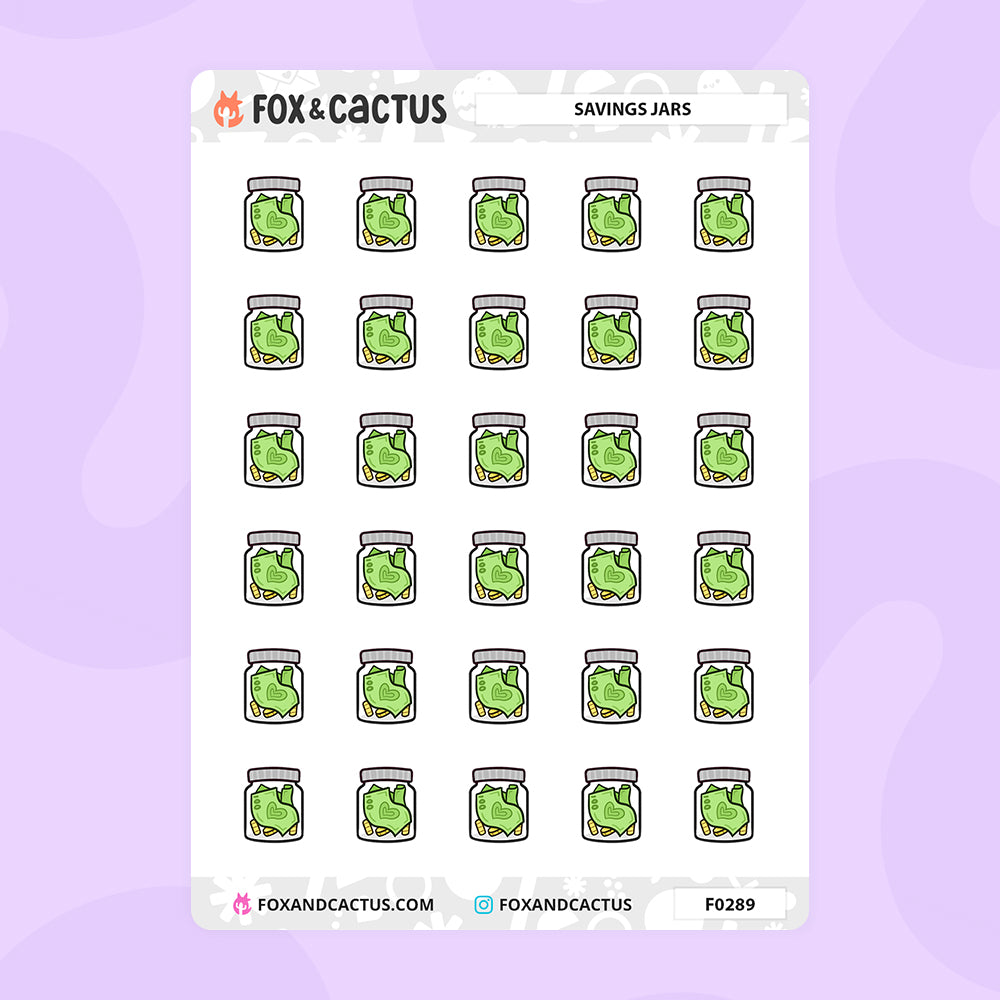 Savings Jar Stickers by Fox and Cactus
