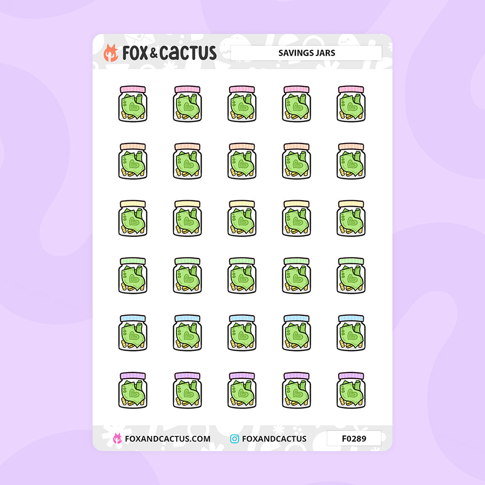Savings Jar Stickers by Fox and Cactus