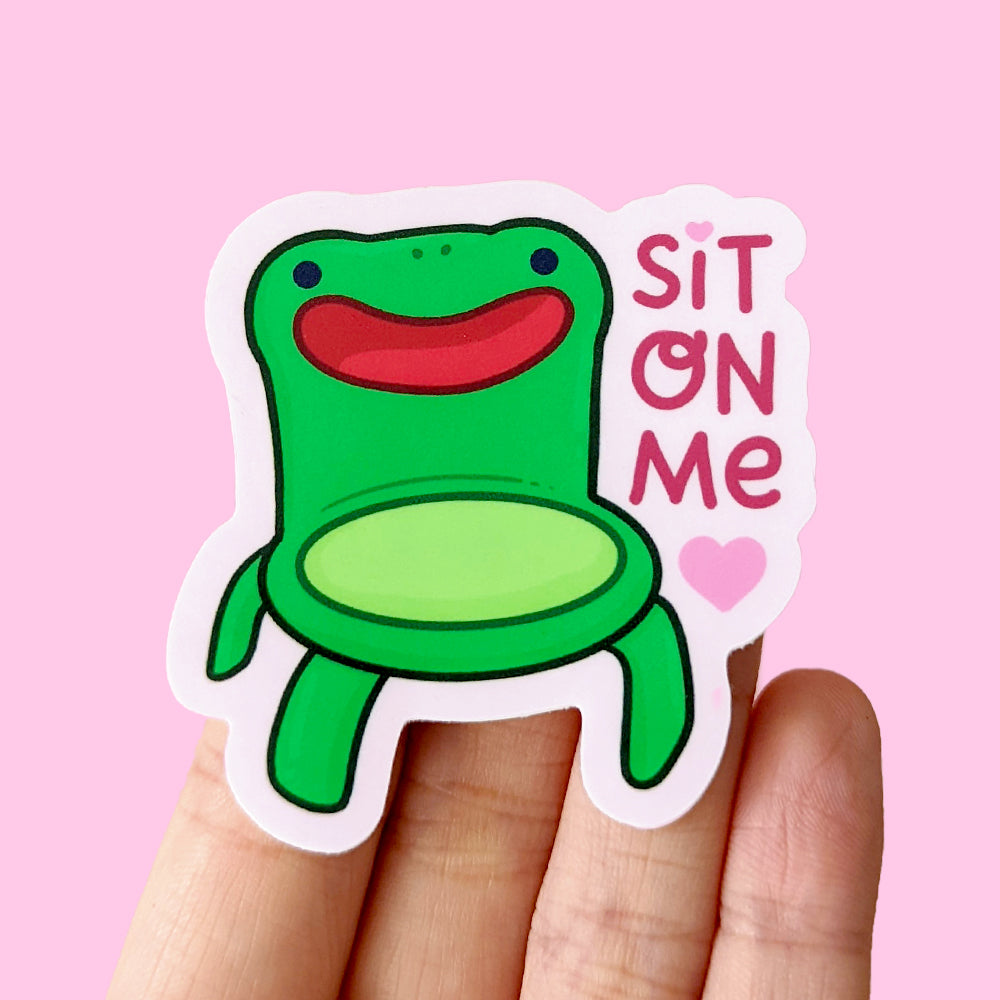 "Sit on me" Froggy Chair Vinyl Die Cut Sticker by Fox and Cactus