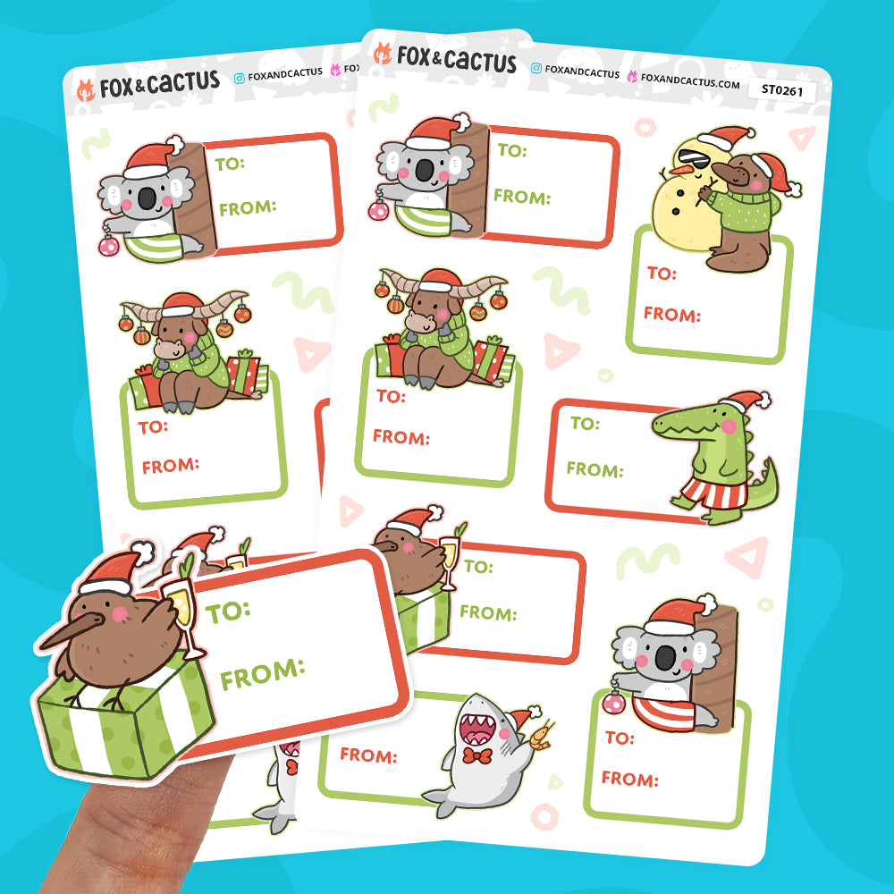 Summer Christmas Gift Labels (2 SHEETS INCLUDED) by Fox and Cactus