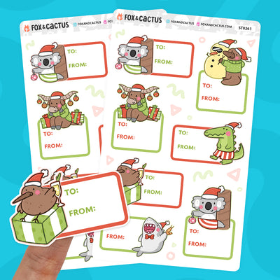 Summer Christmas Gift Labels (2 SHEETS INCLUDED) by Fox and Cactus