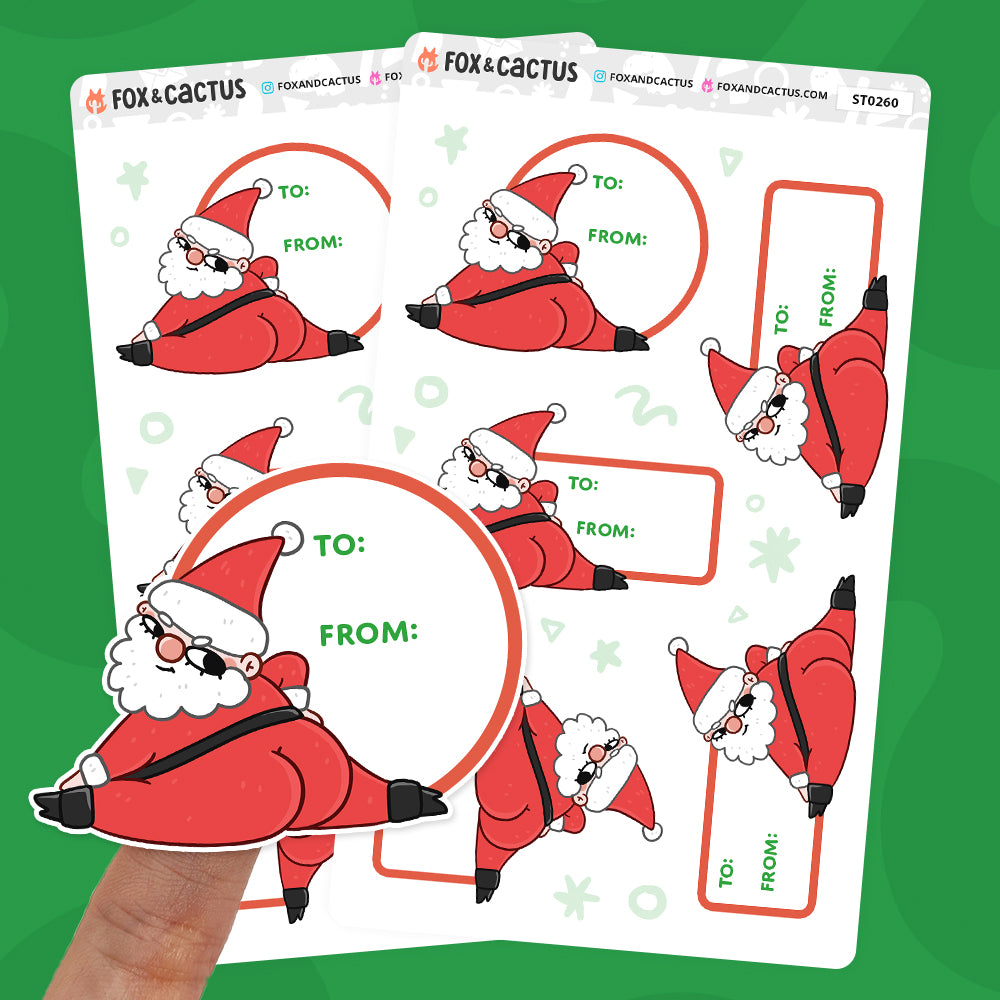 Thicc Santa Christmas Gift Labels (2 SHEETS INCLUDED) by Fox and Cactus
