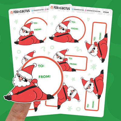 Thicc Santa Christmas Gift Labels (2 SHEETS INCLUDED) by Fox and Cactus