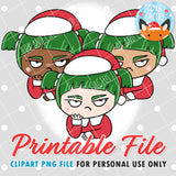 Grumpy Christmas Girls (DIGITAL DOWNLOAD) - Printable/Clipart File - Personal Use Only by Fox and Cactus
