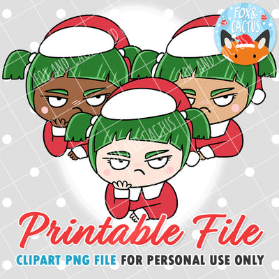 Grumpy Christmas Girls (DIGITAL DOWNLOAD) - Printable/Clipart File - Personal Use Only by Fox and Cactus