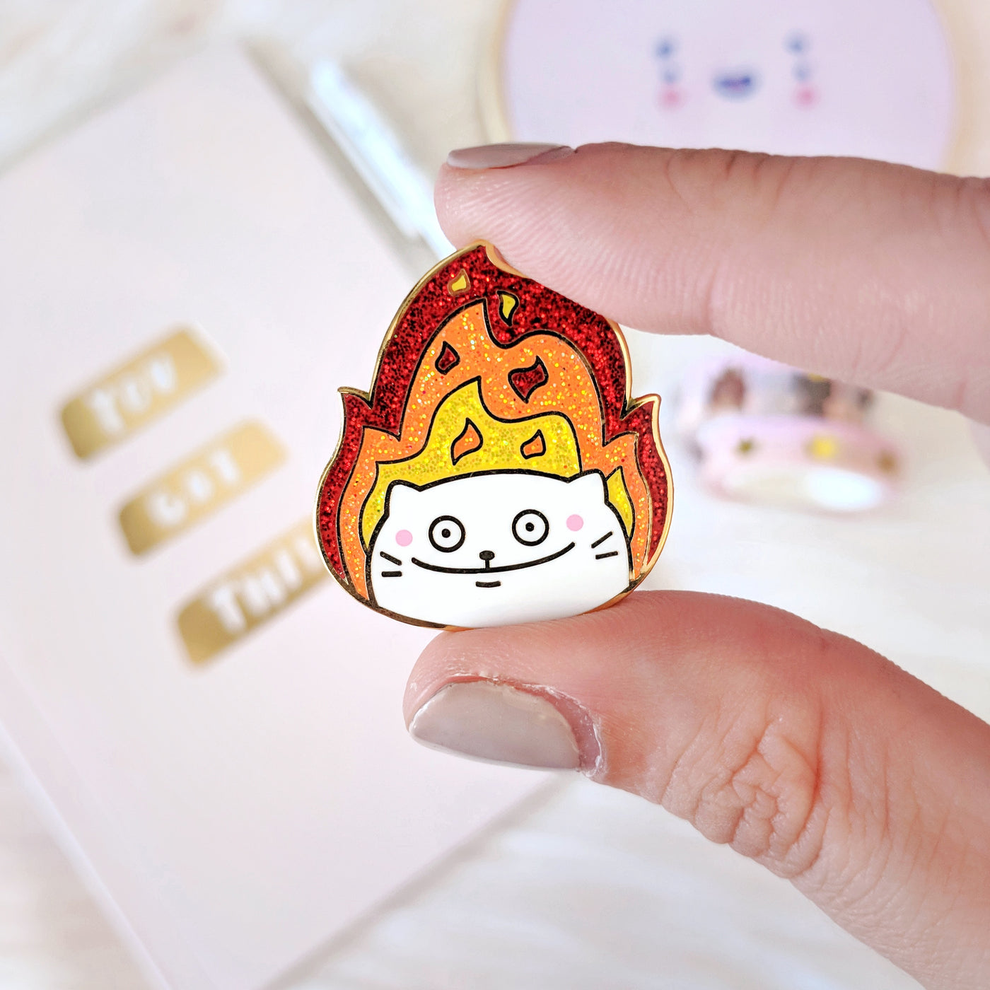 This is Fine Cat Enamel Pin by Fox and Cactus