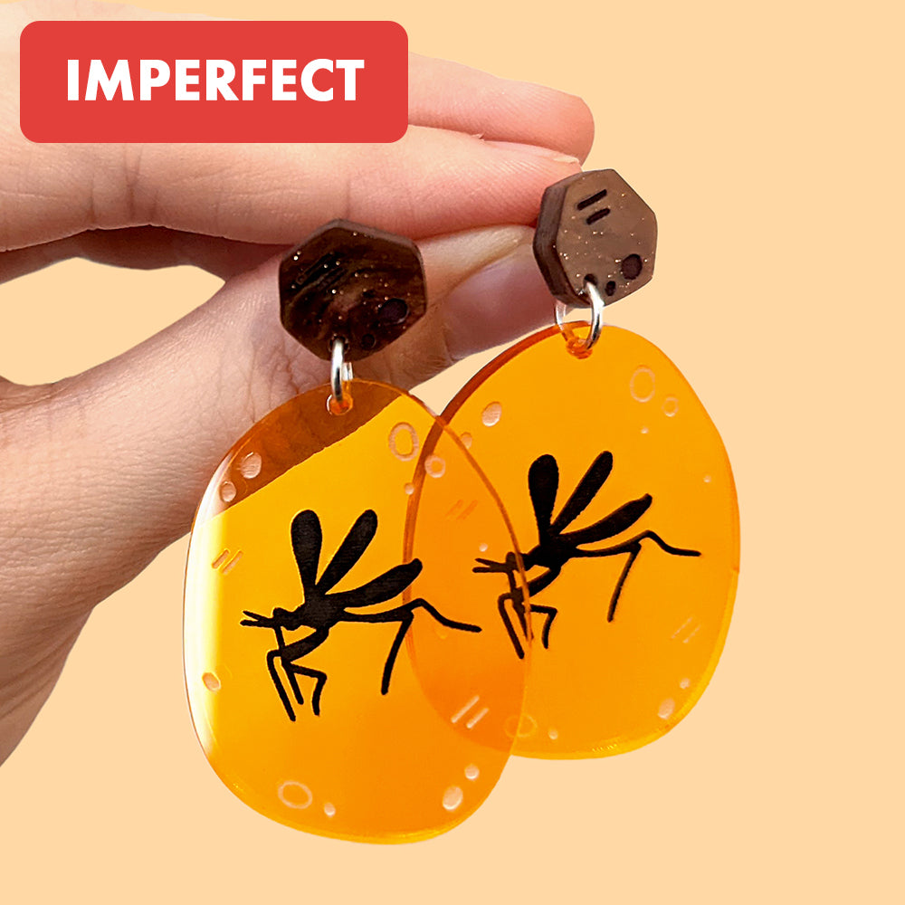 **IMPERFECT** Mosquito in Amber Dangle Earrings