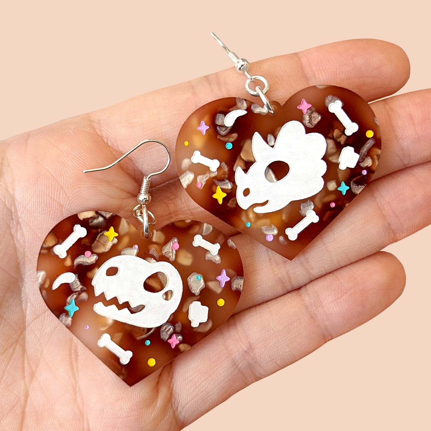 Fossil Heart Dangle Earrings