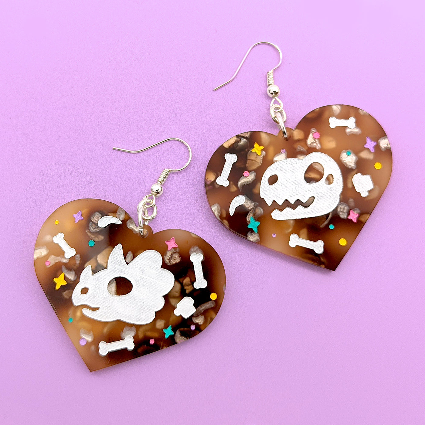 Fossil Heart Dangle Earrings