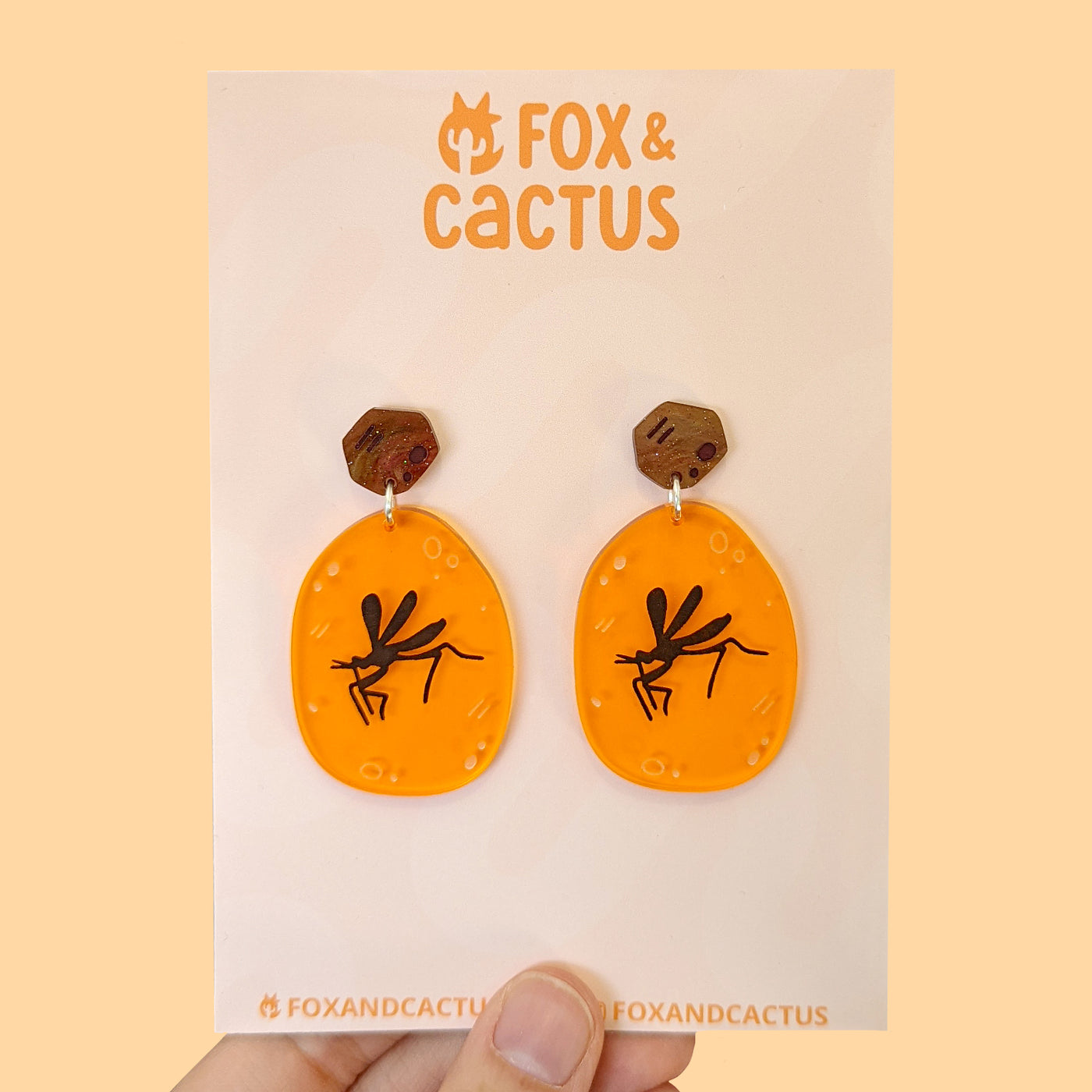 Mosquito in Amber Dangle Earrings