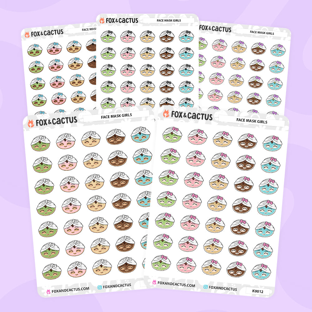 Face Mask Kawaii Girl Stickers by Fox and Cactus