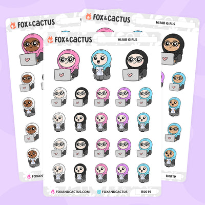 Hijab Kawaii Girl Stickers by Fox and Cactus