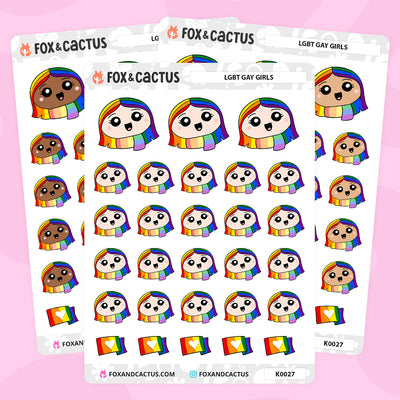 LGBT Gay Kawaii Girl Stickers by Fox and Cactus