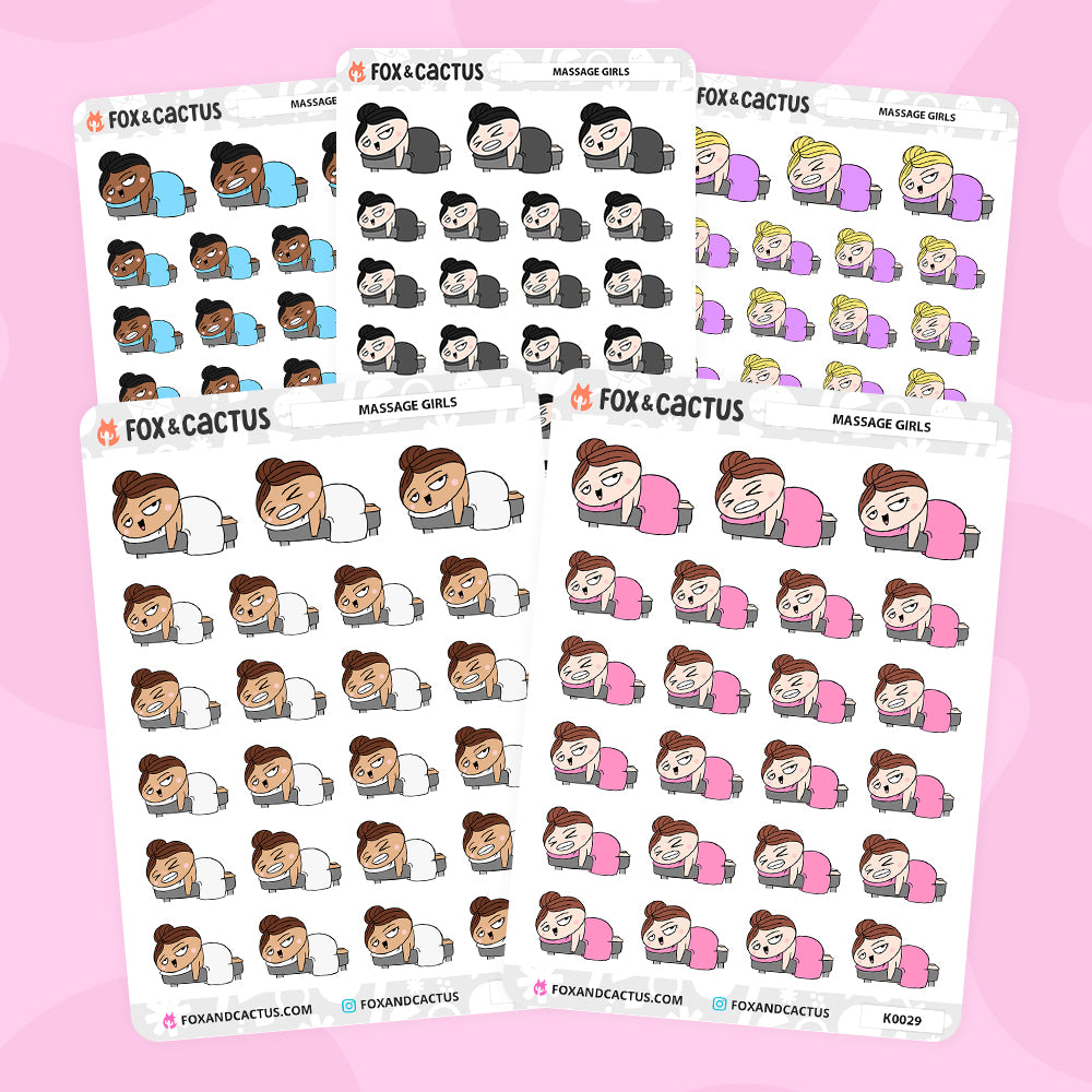 Massage Kawaii Girl Stickers by Fox and Cactus