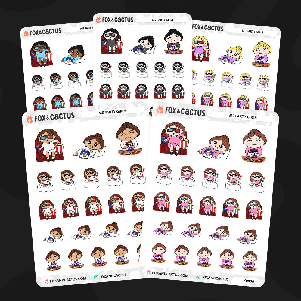 Me Party Kawaii Girl Stickers by Fox and Cactus