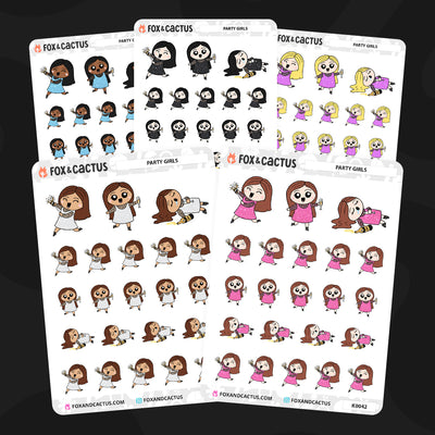 Party Kawaii Girl Stickers by Fox and Cactus
