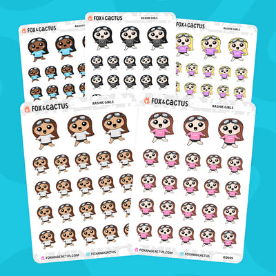 Rashie Kawaii Girl Stickers by Fox and Cactus