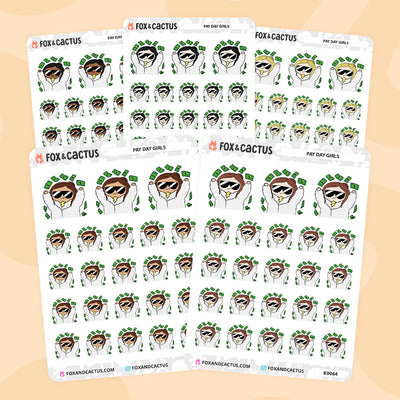 Payday Kawaii Girl Stickers by Fox and Cactus