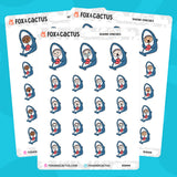 Shark Onesie Kawaii Girl Stickers by Fox and Cactus