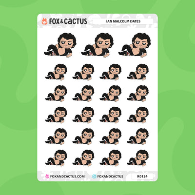 Ian Malcolm Date Stickers by Fox and Cactus