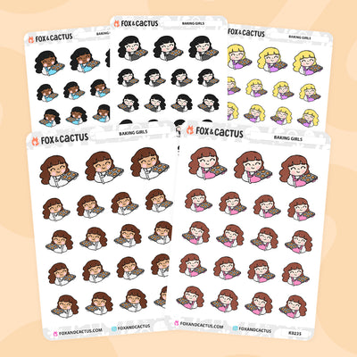 Baking Kawaii Girl Stickers by Fox and Cactus