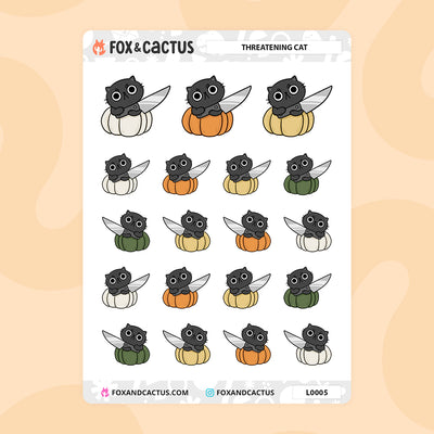Threatening Cat Stickers by Fox and Cactus