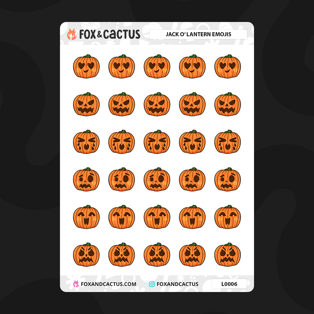 Pumpkin Emoji Stickers by Fox and Cactus