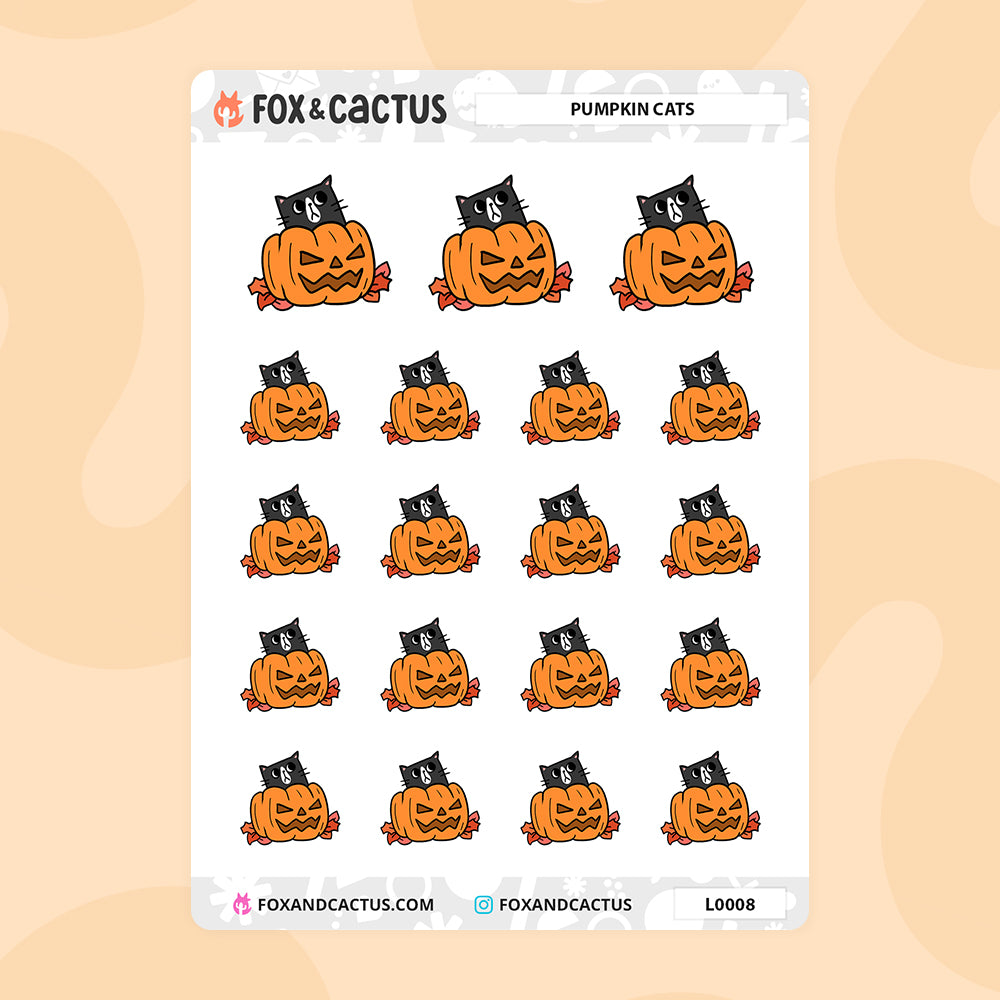 Pumpkin Cat Stickers by Fox and Cactus
