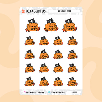 Pumpkin Cat Stickers by Fox and Cactus