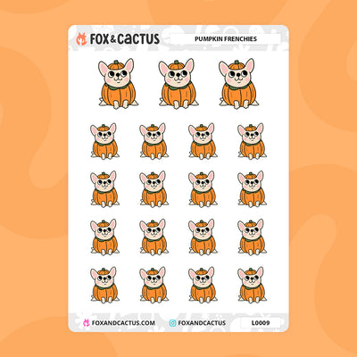 Pumpkin Frenchie Stickers by Fox and Cactus
