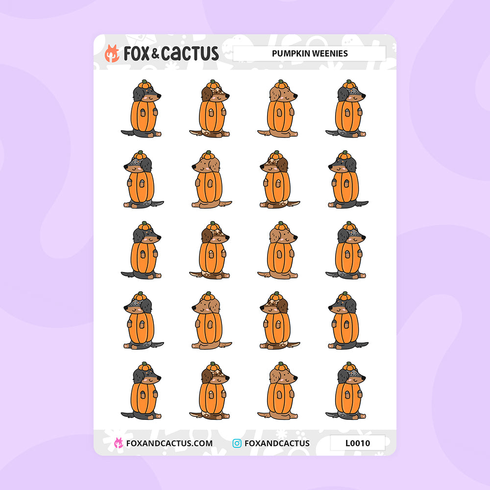 Pumpkin Weenie Stickers by Fox and Cactus