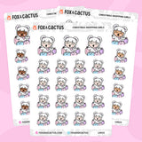 Christmas (Pastel) Shopping Kawaii Girl Stickers by Fox and Cactus