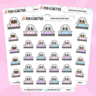Christmas (Pastel) Movie Kawaii Girl Stickers by Fox and Cactus